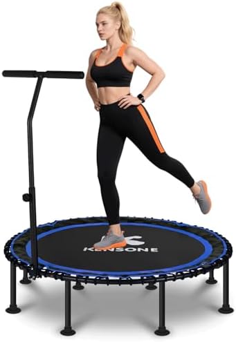 450/550 Lbs Quiet Indoor Mini Trampoline for Adults | Fitness Gym Workout | 40/48" Foldable Rebounder Trampoline with Bu