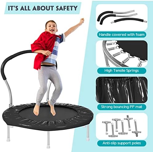 Lyromix 36-Inch Kids Trampoline with Handle - Indoor Mini Trampoline for Toddlers and Kids Lyromix 36-Inch Kids Trampoli