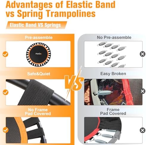 48" Foldable Mini Trampoline for Adults and Kids | Durable Bungee Band | 330lbs Load Capacity | Portable Exercise Reboun