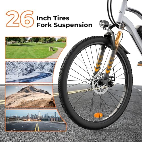 Electric Bike, 1000W/750W/500W Peak Motor, Removable Battery, Shock Absorber, Commuting Electric Bike for Adults, 75/60/