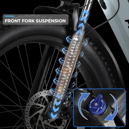 ANCHEER 26" Electric Bike for Adults, 1000W Peak Motor, 60 Miles Range, Fat Tire Electric Bike Off-Road EBike for Men &