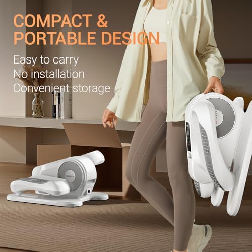 Under Desk Elliptical Machine for Home Office with Remote Control and Auto Mode | Mini Seated Pedal Exerciser with 12 S