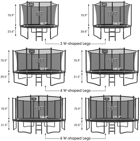 YORIN 16FT Tranpoline Outdoor with Basketball Hoop & Net YORIN 1500 LBS Tranpoline ASTM Approved for Kids and Adults YOR