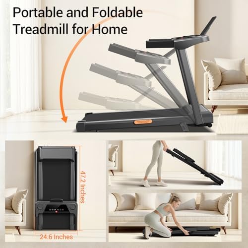 12% Incline Treadmill with Handle for Home and Office 300 Lbs Weight Capacity Foldable Treadmill for Fitness Quiet |0HP
