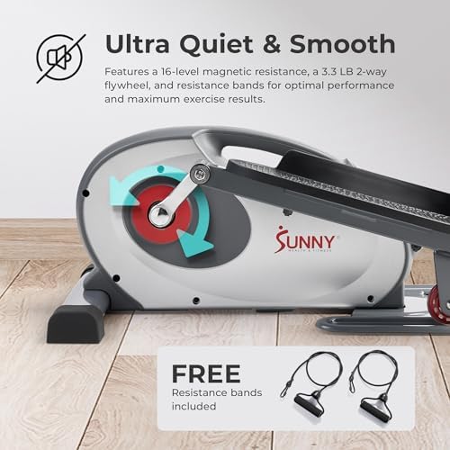 Sunny Health & Fitness Portable Elliptical Machine for Home Workout, Senior Friendly Sit/Stand, Free Sunnyfit App Connec