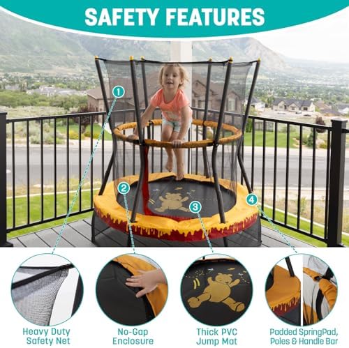 Skywalker Trampolines No-Spring Design Mini Trampoline for Kids and Toddlers 60" Enclosure Net Skywalker Trampolines No-
