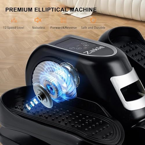Zakle Electric Elliptical Machine for Home Office Users, Quiet Seated Pedal Exerciser with Remote Control and 12 Speed L