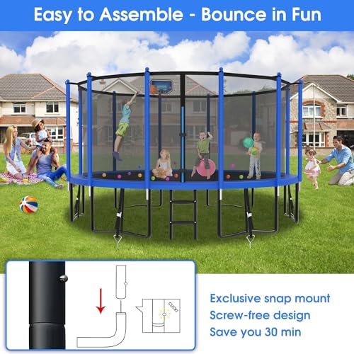 YORIN 16FT Tranpoline Outdoor with Basketball Hoop & Net YORIN 1500 LBS Tranpoline ASTM Approved for Kids and Adults YOR
