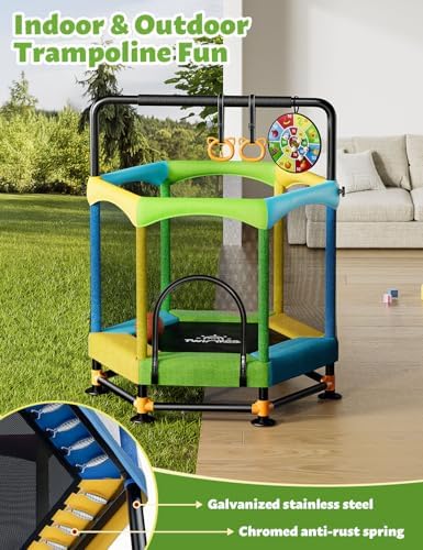 **Twinkoo 60" Anti-Rollover Toddler Trampoline for Kids - Outdoor & Indoor Use** | **Twinkoo 5FT Toddler Trampoline wit