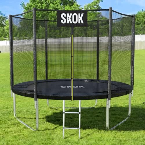 SKOK Kids Outdoor Trampoline, 400LBS ASTM Approved Net Trampoline, Kid Friendly, Outdoor Play, Durable and Safe, 12ft Di
