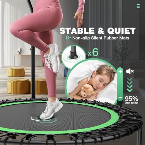 ANCHEER 450lbs Max Load Indoor Trampoline for Adults, Exercise at Home or in the Gym with 4 Level Adjustable Handle and