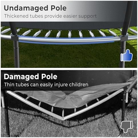 Lyromix 12 14 15 16FT Outdoor Trampolines for Kids and Adults | Lyromix Pumpkin Trampolin with Curved Poles for Kids an