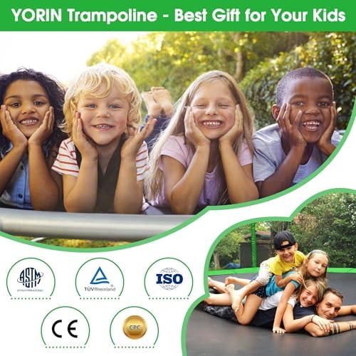 YORIN 16FT Tranpoline Outdoor with Basketball Hoop & Net YORIN 1500 LBS Tranpoline ASTM Approved for Kids and Adults YOR