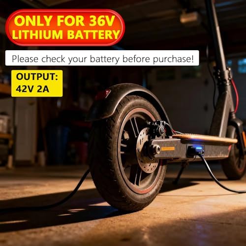 36V Lithium Battery Charger for Ebike | 7-in-1 Gotrax, Jetson & More 2A Fast Charge | 42V Electric Charger for Ebike Ba