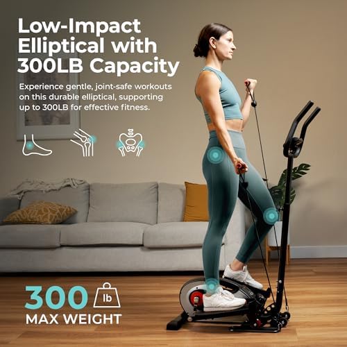 Sunny Health & Fitness Portable Elliptical Machine for Home Workout, Senior Friendly Sit/Stand, Free Sunnyfit App Connec