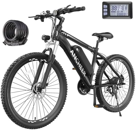 ANCHEER 500W 26" Electric Bike for Adults: Peak 750W, 48V 10.4Ah Battery, 55 Miles Range, 22MPH Speed, 3H Fast Charge, |