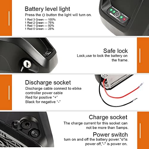 Yose 36V 13Ah 48V 13Ah Electric Bicycle Battery Down Tube Battery Safe Lock Led Indicator Light