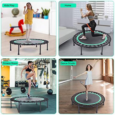 Mini Fitness Trampoline with Bungees - Stable & Quiet Rebounder for Adults