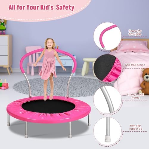 Lyromix 36-Inch Kids Trampoline with Handle - Indoor Mini Trampoline for Toddlers and Kids Lyromix 36-Inch Kids Trampoli