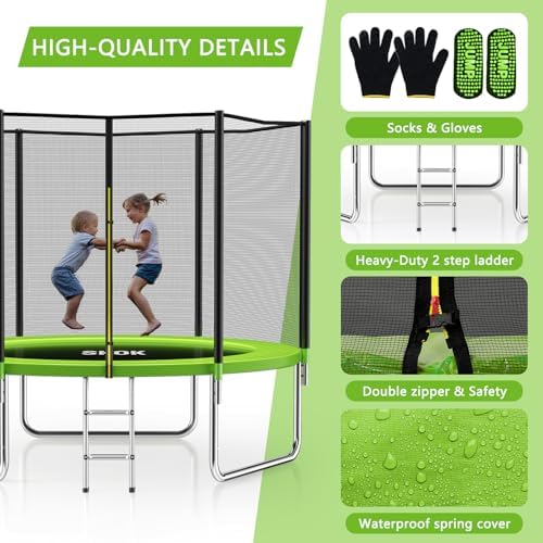 SKOK Kids Outdoor Trampoline, 400LBS ASTM Approved Net Trampoline, Kid Friendly, Outdoor Play, Durable and Safe, 12ft Di