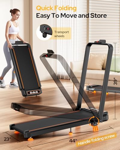 Portable Treadmill Walking Pad with 12% Incline & Handle Bar for Home | 350+lb Capacity & 4 Adjustable Incline Smart Ap