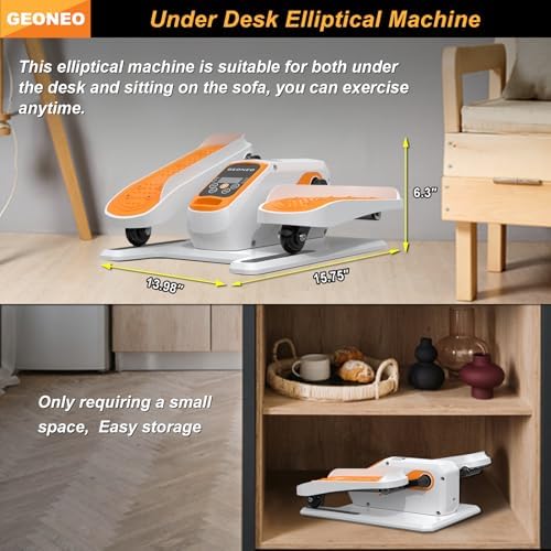 Under Desk Elliptical Machine, Quiet & Small Electric Seated Pedal Exerciser for Senior, Featuring Remote Control & 12 A