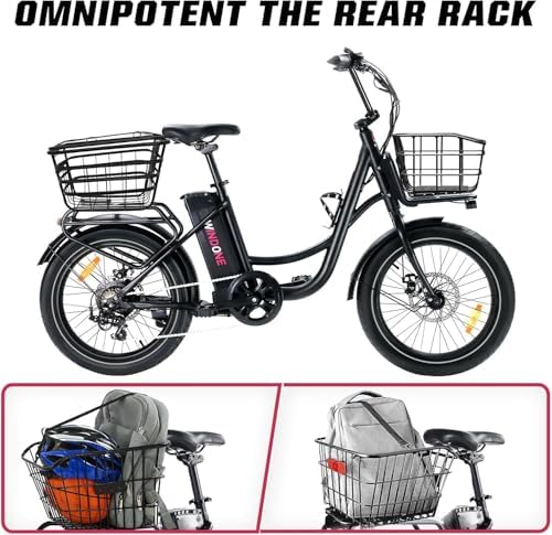 Windone E20 Electric Bike for Adults, 20'' x |0'' Tire & 350W Motor, 7 Speed Shimano, Max 20 MPH, 40 Miles Range, Urban