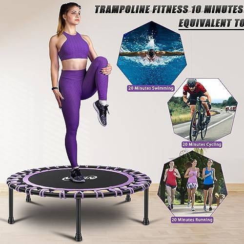 NEWAN Silent Mini Trampoline for Adults - 40" to 48" Diameter, Max Limit 330lbs, Silent Bungee Rebounder Jumping Cardio