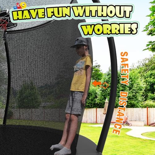 Lyromix 12-16FT Trampoline with Basketball Hoop and Lights for Kids and Adults | Lyromix Recreational Trampoline with S