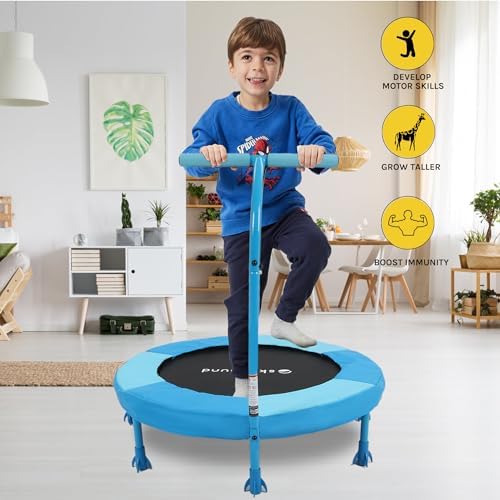 SkyBound Kids Trampoline Indoor 36 Inch - Kids Trampoline with Handle - |0mm Steel Pipe Mini Trampoline for Toddlers and