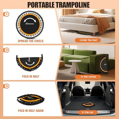 ANCHEER 48" Foldable Rebounder Trampoline for Adults Kids - Indoor & Outdoor, Max Load 550lbs ANCHEER 40" Foldable Rebou