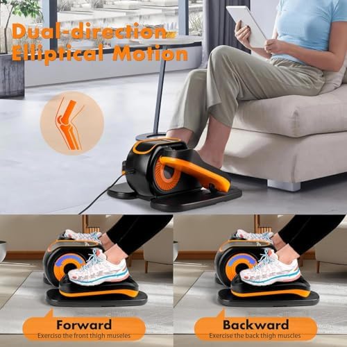 Zakle Electric Elliptical Machine for Home Office Users, Quiet Seated Pedal Exerciser with Remote Control and 12 Speed L