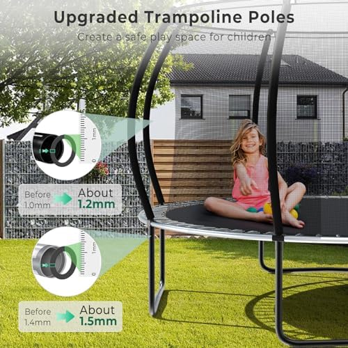 Lyromix 12-16FT Trampoline with Basketball Hoop and Lights for Kids and Adults | Lyromix Recreational Trampoline with S