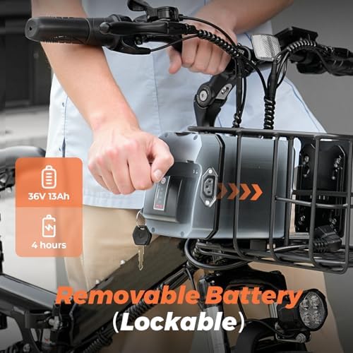 Electric Bike, 1000W/750W/500W Peak Motor, Removable Battery, Shock Absorber, Commuting Electric Bike for Adults, 75/60/