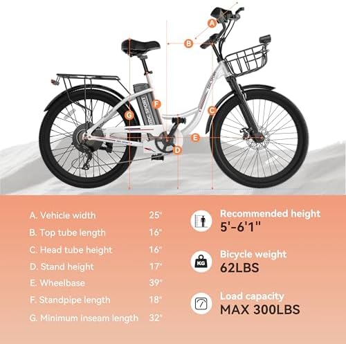 Peak 700W Motor Electric Bike for Adults, Commuter E-Bike, 7-Speed, 45Miles Range 20MPH Electric Bike for Women/Men/Teen