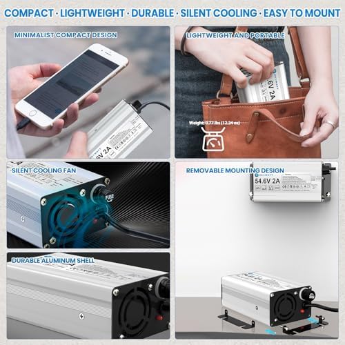 2A 5|6V Li-ion Battery Charger for Ebike & Scooter - Replacement with 6 Connectors Fast Charging 5|6V 2A Li-ion Battery