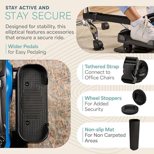 Lifepro Quiet Elliptical Exercise Machine for Seniors & Adults, Seated Pedal Exerciser, Home & Office Use, Portable Red