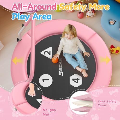 BCAN 36" Toddler Trampoline for Kids Ages 1-6: Safe, Foldable & Adjustable, Indoor & Garden Use, Gift for Boys and Girls