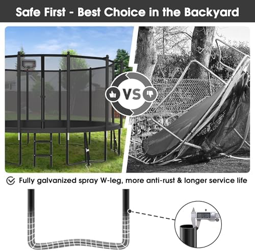 YORIN 16FT Tranpoline Outdoor with Basketball Hoop & Net YORIN 1500 LBS Tranpoline ASTM Approved for Kids and Adults YOR