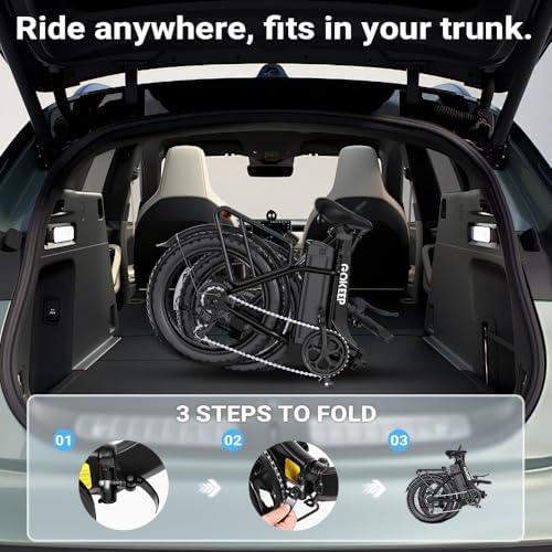 1300W Folding Electric Bike for Commuters, 75 Miles Range, 52V 13Ah Battery, Fat Tire & Suspension, 28MPH, UL2849 Certi