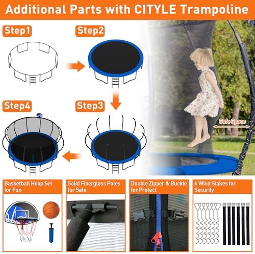 Tranpoline 1500LBS for Kids and Adults with Enclosure Net and Basketball Hoop