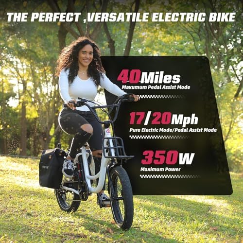 Windone E20 Electric Bike for Adults, 20'' x |0'' Tire & 350W Motor, 7 Speed Shimano, Max 20 MPH, 40 Miles Range, Urban