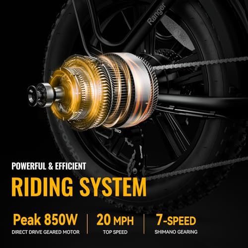 Heybike Ranger Electric Bike for Adults, Peak 1400W Motor Ebike, 28MPH Folding Step-Thru E Bike with Front Suspension