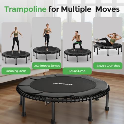 BCAN Durable 450LBS/550LBS Foldable Mini Trampoline for Adult Indoor/Outdoor Workout
