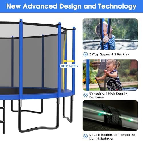 YORIN 16FT Tranpoline Outdoor with Basketball Hoop & Net YORIN 1500 LBS Tranpoline ASTM Approved for Kids and Adults YOR