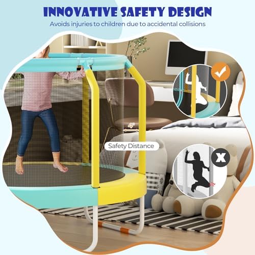 GYMAX Kids' Trampoline Outdoor Birthday Gift for Boys Girls | GYMAX 48" Kids Trampoline with Safety Features Non-Slip H