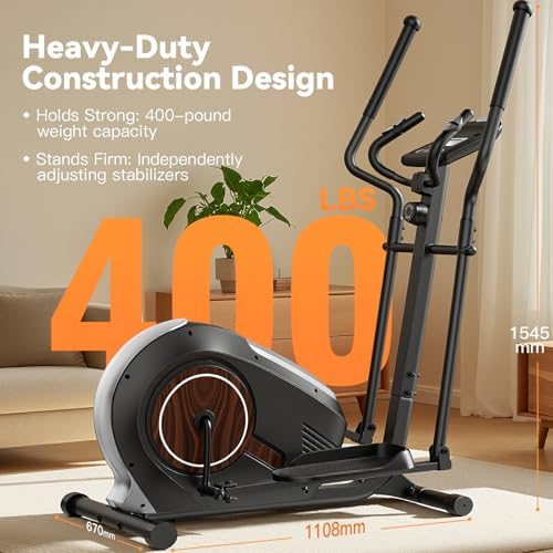 ANCHEER Quiet Elliptical Machine for Home Workout with 14 Resistance Levels and Pulse Rate Monitor | ANCHEER Elliptical