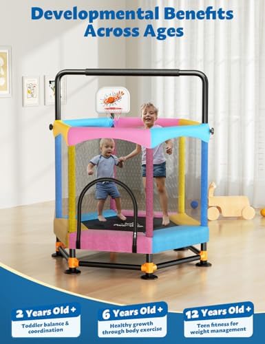 **Twinkoo 60" Anti-Rollover Toddler Trampoline for Kids - Outdoor & Indoor Use** | **Twinkoo 5FT Toddler Trampoline wit