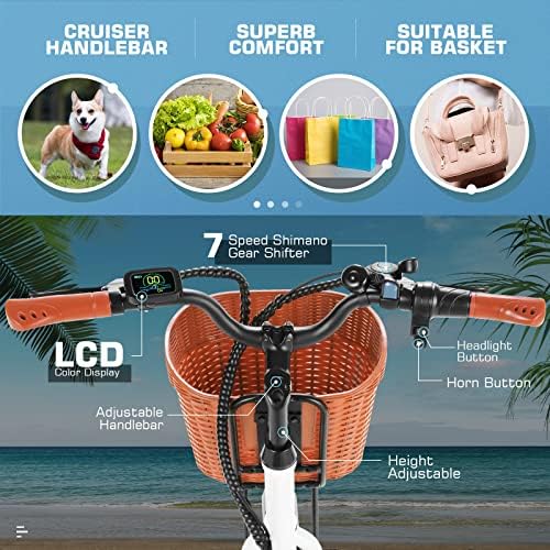 ANCHEER 26'' Electric Bike for Adults, Peak 750W, Up to 50 Miles Step Through Commuter Ebike | ANCHEER 48V/374Wh Batter