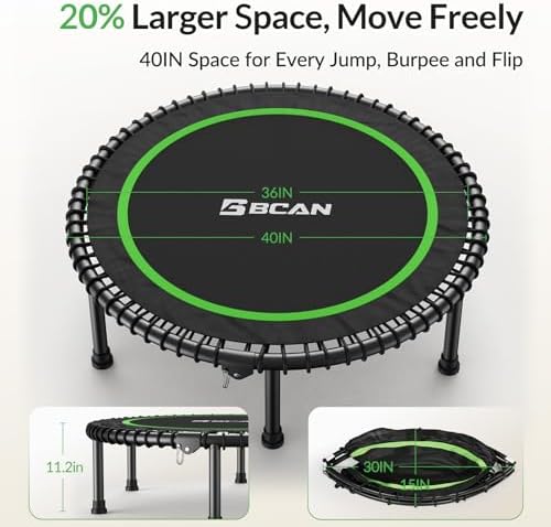 BCAN Durable 450LBS/550LBS Foldable Mini Trampoline for Adult Indoor/Outdoor Workout